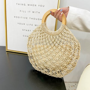 Woven straw purse